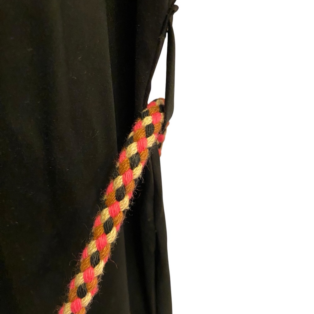 DX Italy Black Cotton Lagenlook Minimalist Midi Dress Rope Belt sz L - Picture 9 of 15